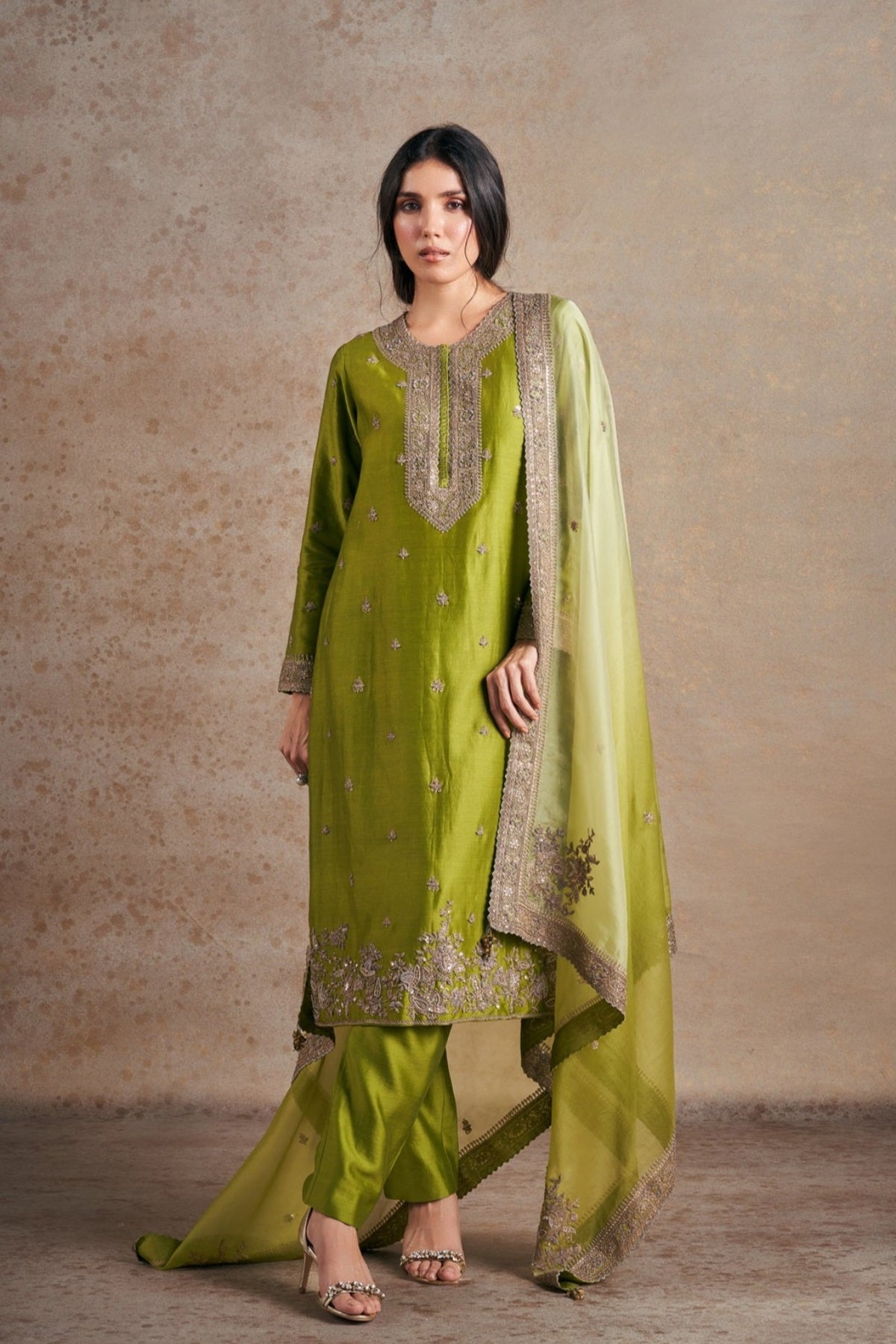 Artisanal Olive Green Dori Embellishment Set