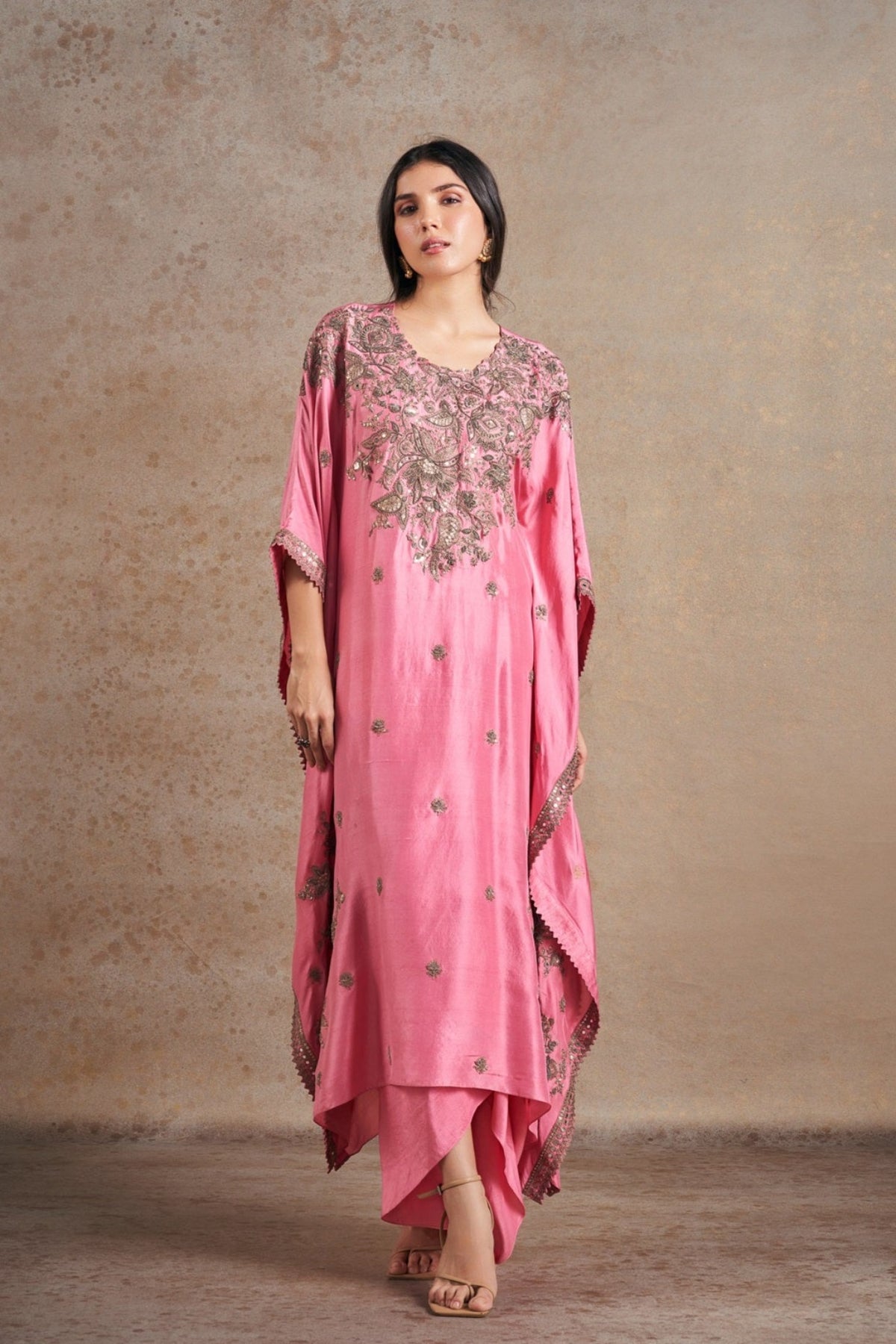 Blush Pink Hand Embellished Antique Kaftan Set