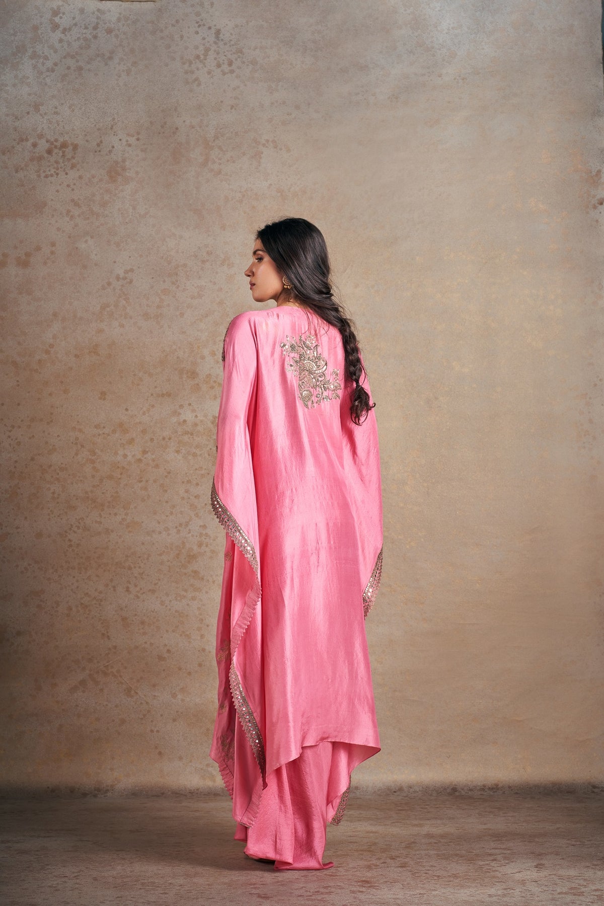 Blush Pink Hand Embellished Antique Kaftan Set