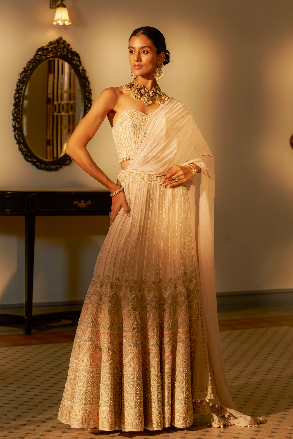Pink Shadow Work Lehenga Set