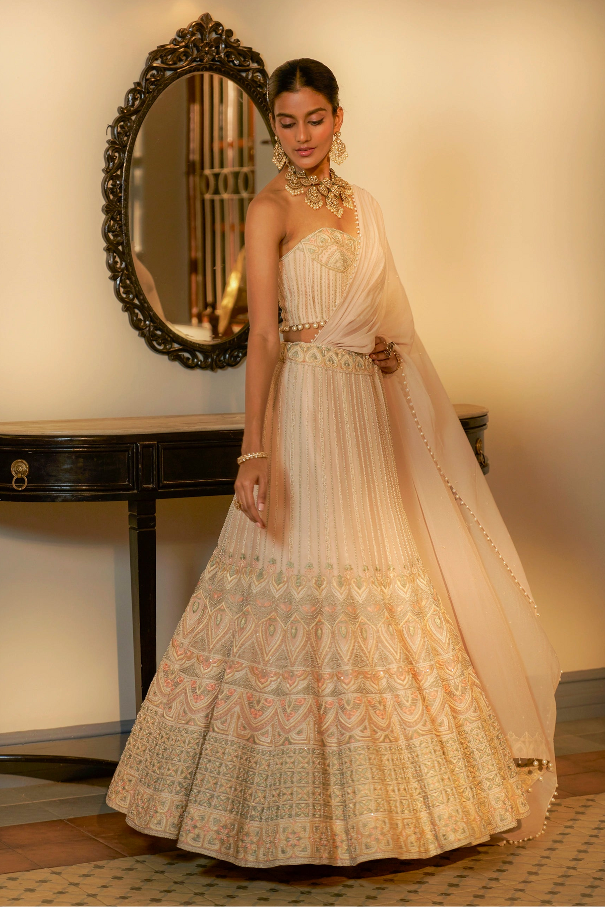 Pink Shadow Work Lehenga Set
