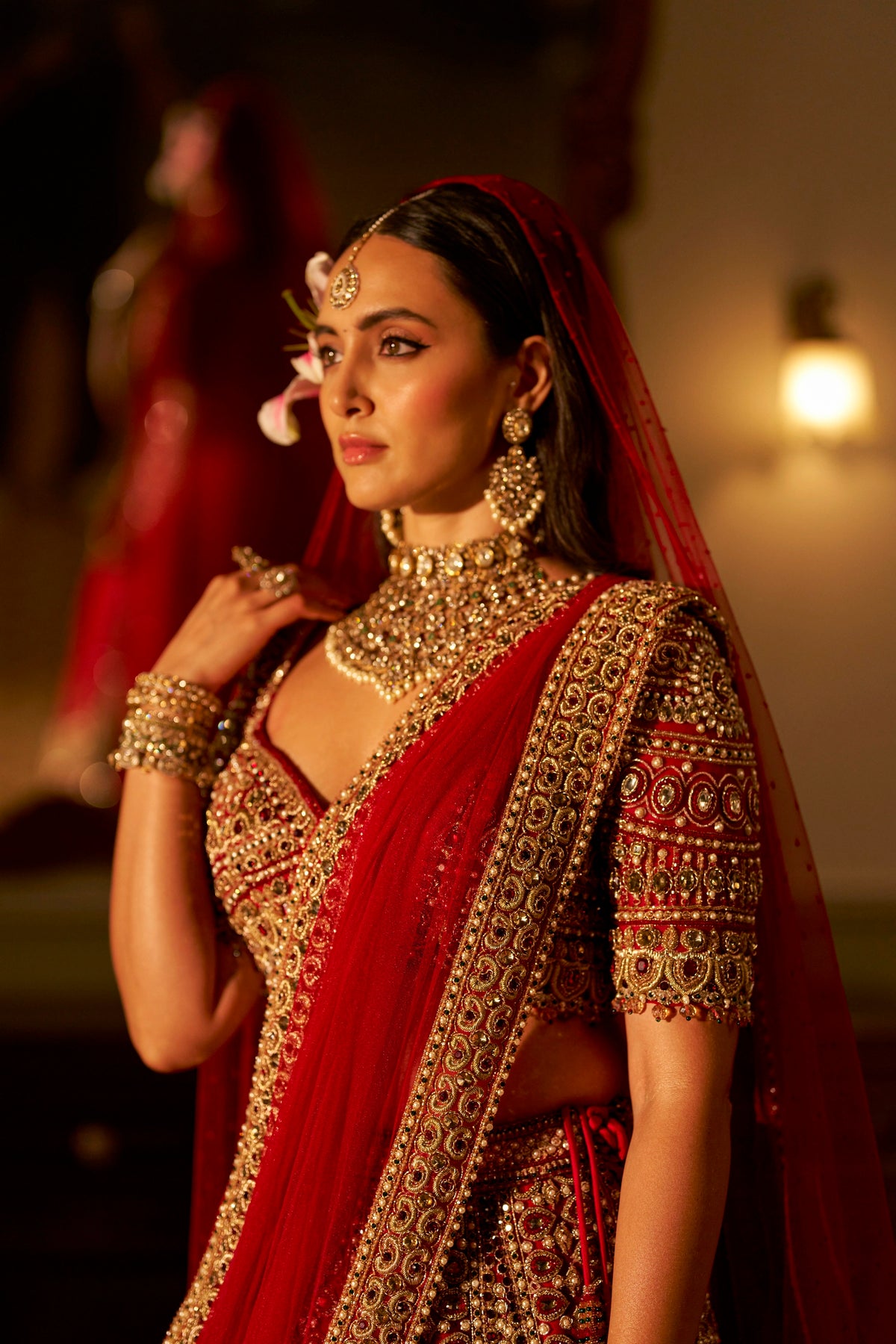 Red Jadau Lehenga Set