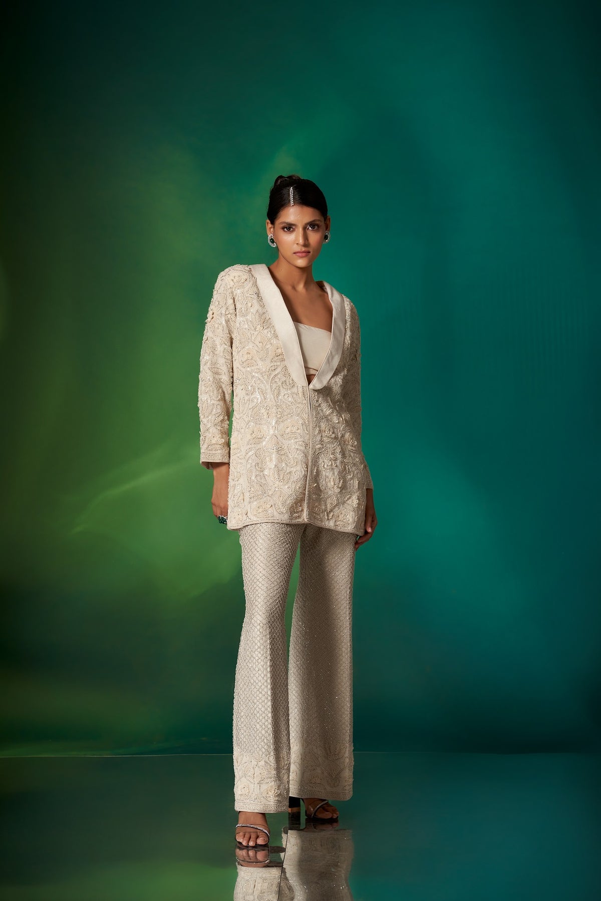 Ivory Lapel Jacket Set