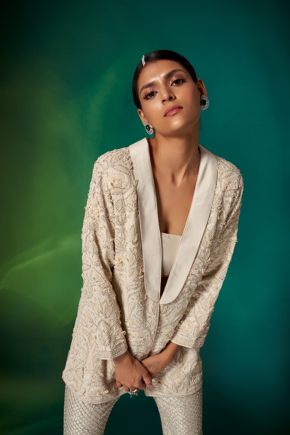 Ivory Lapel Jacket Set