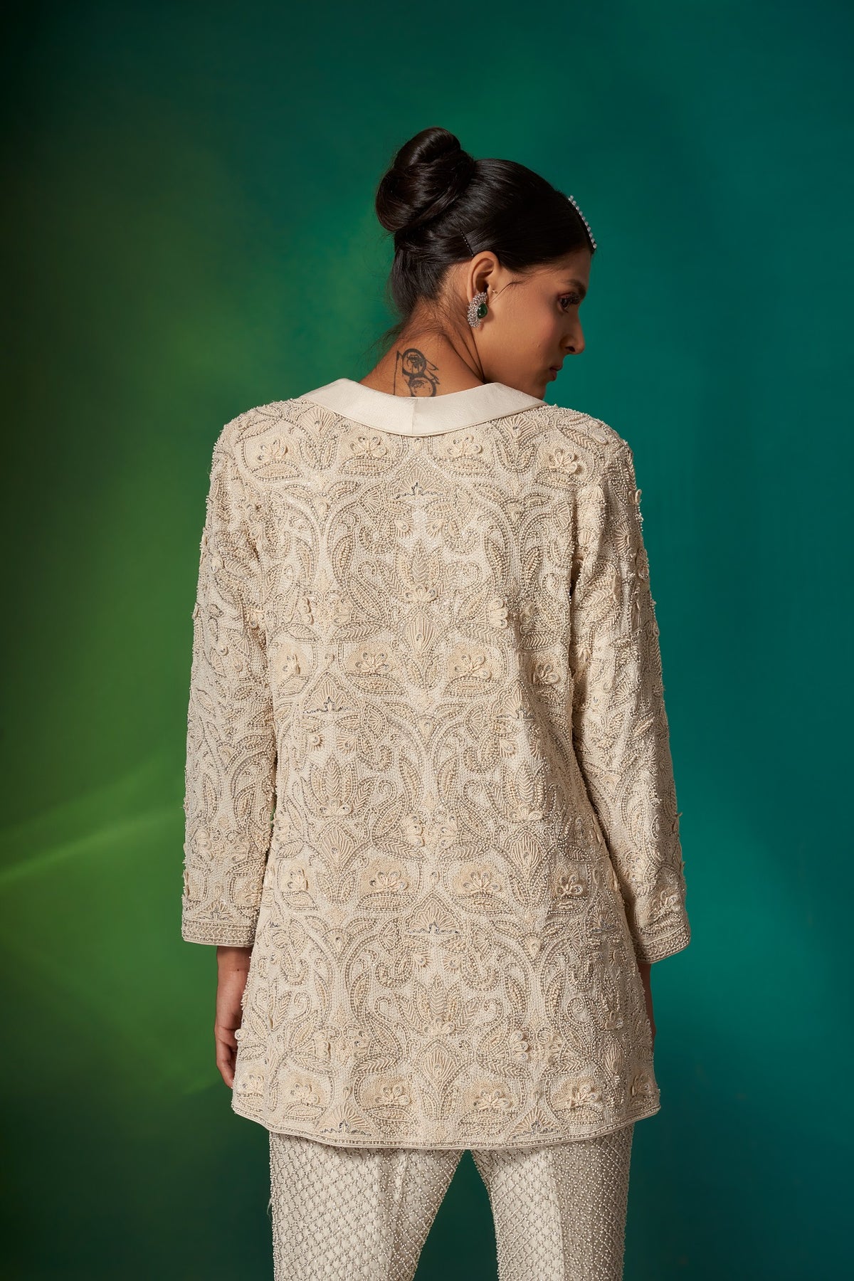 Ivory Lapel Jacket Set