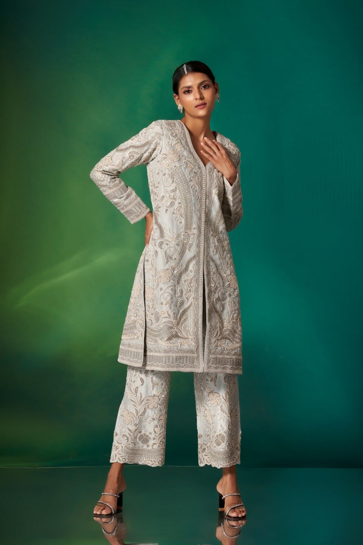 Ice Blue Straight Kurta Set