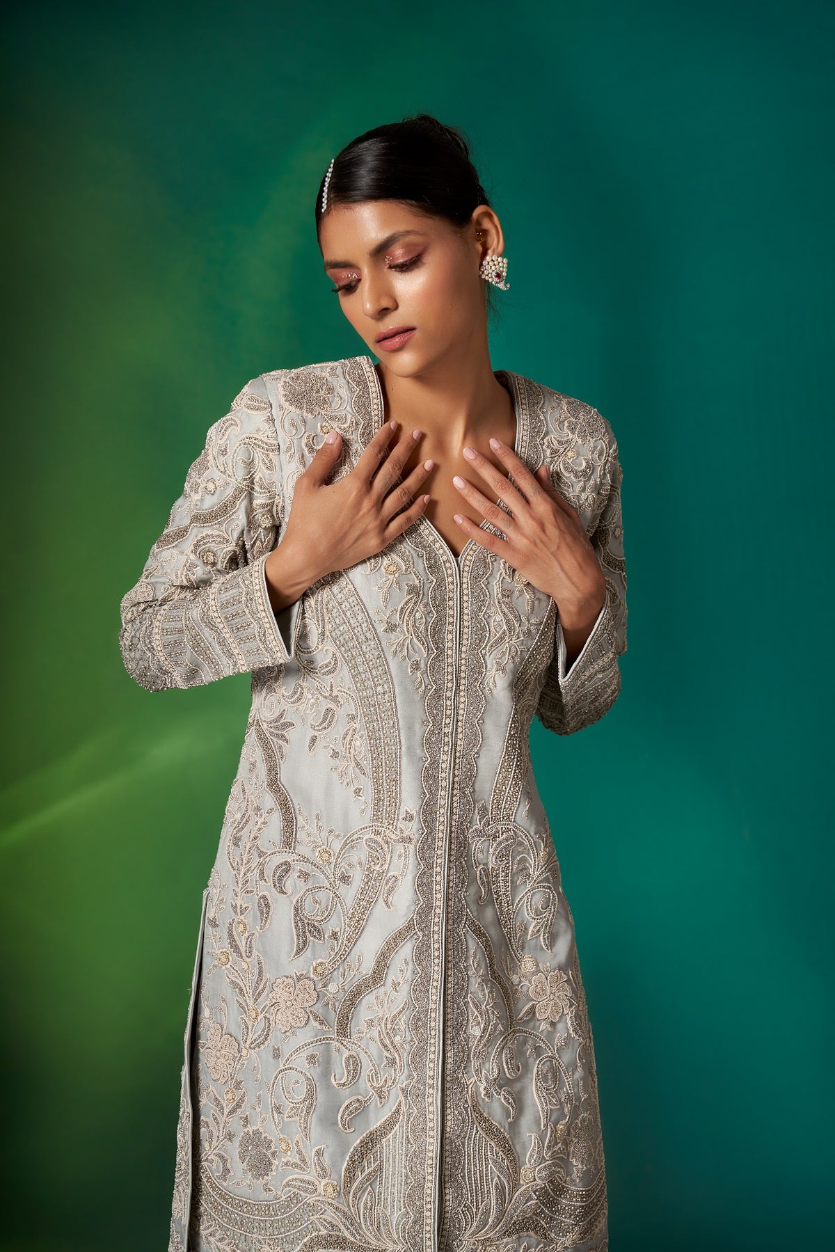 Ice Blue Straight Kurta Set