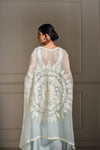 Fresh Ice Blue Hand Embellished Cape Set