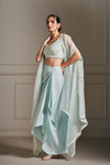 Fresh Ice Blue Hand Embellished Cape Set