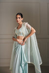Fresh Ice Blue Hand Embellished Cape Set