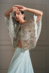 Regal Ice Blue Circular Embellished Cape