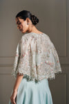 Regal Ice Blue Circular Embellished Cape