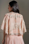 Whimsical Peach Hand Embellished Cape Set