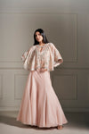 Whimsical Peach Hand Embellished Cape Set