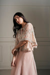 Whimsical Peach Hand Embellished Cape Set