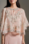 Whimsical Peach Hand Embellished Cape Set