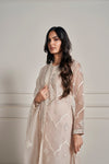 Opulent Light Beige Hand Embellished Kurta Set
