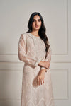 Opulent Light Beige Hand Embellished Kurta Set