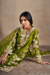 Chic Olive Green Hand Embellished Kurta Set