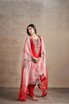 Classic Red Hand Embellished Antique Dori Shaded Kurta Set