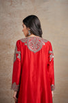 Classic Red Hand Embellished Antique Dori Shaded Kurta Set