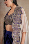Prestigious Royal Purple Hand Embellished Cape Set