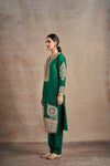 Sophisticated Emerald Silk Hand Embellished Kurta Set