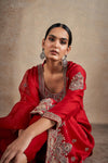 Ravishing Red Hand Embellished Kurta Set