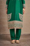 Sophisticated Emerald Silk Hand Embellished Kurta Set