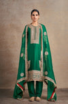 Sophisticated Emerald Silk Hand Embellished Kurta Set