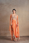 Sumptuous Coral Orange Cape Set