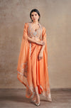 Sumptuous Coral Orange Cape Set