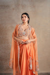 Sumptuous Coral Orange Cape Set