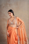 Sumptuous Coral Orange Cape Set