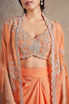 Sumptuous Coral Orange Cape Set