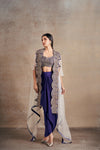 Prestigious Royal Purple Hand Embellished Cape Set