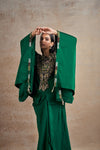 Exquisite Emerald Green Floral Kaftan Set