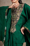 Exquisite Emerald Green Floral Kaftan Set