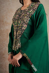 Exquisite Emerald Green Floral Kaftan Set