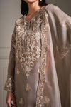 Taupe Hand Embellished Kurta Set