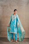 Sophisticated Turquoise Blue Hand Embellished Kurta Set