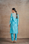 Sophisticated Turquoise Blue Hand Embellished Kurta Set