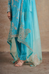 Sophisticated Turquoise Blue Hand Embellished Kurta Set