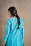 Regal Turquoise Blue Hand Embellished Kurta Set