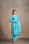 Regal Turquoise Blue Hand Embellished Kurta Set