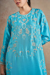 Regal Turquoise Blue Hand Embellished Kurta Set