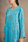 Regal Turquoise Blue Hand Embellished Kurta Set