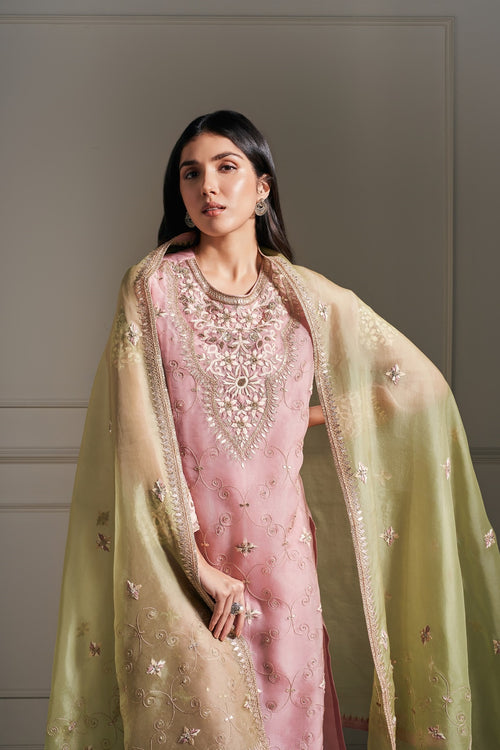 Lavish Mauve Hand Embellished Kurta Set