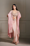 Chic Majesty: Embellished Pink Cape Set