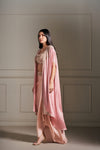 Chic Majesty: Embellished Pink Cape Set